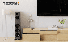 Tessan 323X-C namizni razdelilec, 3x vtičnica, 2x USB-A, 1x USB-C, 15 cm kabel (TS-323X-C)