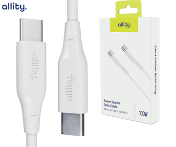 Allity AUC-02 kabel, USB-C na USB-C, 100W, 200 cm, silikon, bel