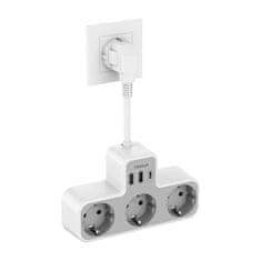 Tessan 323X-C namizni razdelilec, 3x vtičnica, 2x USB-A, 1x USB-C, 15 cm kabel (TS-323X-C)