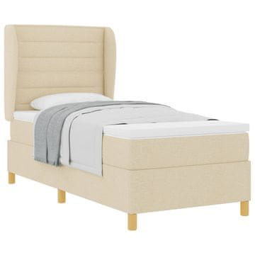 Vidaxl Postelja z vzmetnico z vzmetnico krema 200 x 80 cm blago