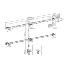 S-box namizni nosilec za 6x monitor LCD-352/6 črn