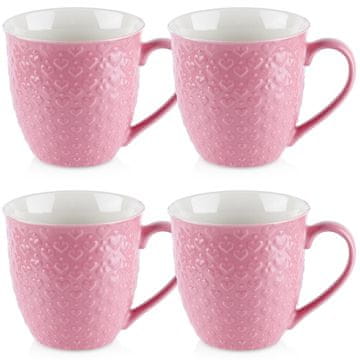 shumee Keramična skodelica z ročajem za pitje kave, čaja, roza komplet skodelic 580 ml 4 kosi.