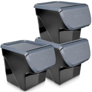 shumee Posoda za zelenjavo in sadje s pokrovom, antracitna, 13 l, 3 kosi.