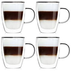 shumee Dvostenski termo kozarec za latte kavo DOUBLE 300 ml 4 kosi.