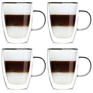 shumee Dvostenski termo kozarec za latte kavo DOUBLE 300 ml 4 kosi.