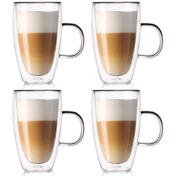 shumee Dvostenski termo kozarec za latte kavo DOUBLE 430 ml 4 kosi.