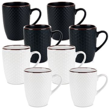 shumee Keramične skodelice bele črne barve 400 ml 8 kosov.