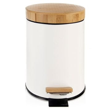 shumee Kovinski koš za odpadke s pedalom, bel, WHITELINE, 3 l