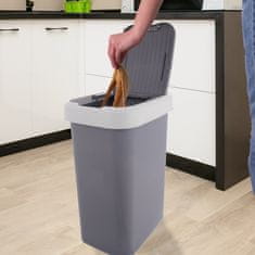 Artemis Plastični koš za odpadke za kuhinjo, kopalnico, pisarno, 25 l, siv