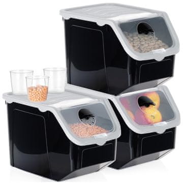 shumee Posoda za zelenjavo in sadje s pokrovom, črna, 12 l, 3 kosi.