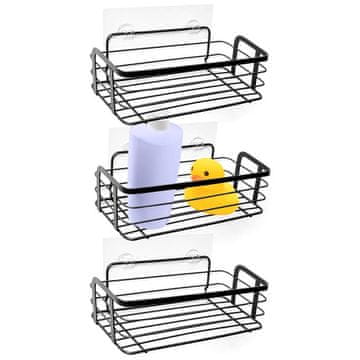 shumee Kopalniška polica, prilepljena na tuš, kovinska, črna, komplet 3 kosov.