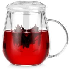 Artemis Skodelica s pokrovom za infuzer, steklena posoda za zeliščni čaj 530 ml