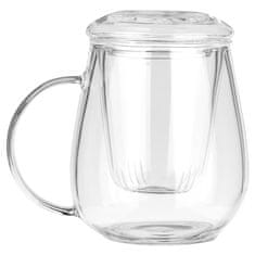 Artemis Skodelica s pokrovom za infuzer, steklena posoda za zeliščni čaj 530 ml