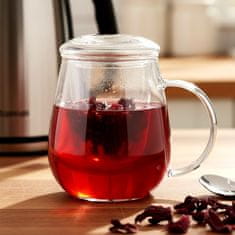Artemis Skodelica s pokrovom za infuzer, steklena posoda za zeliščni čaj 530 ml