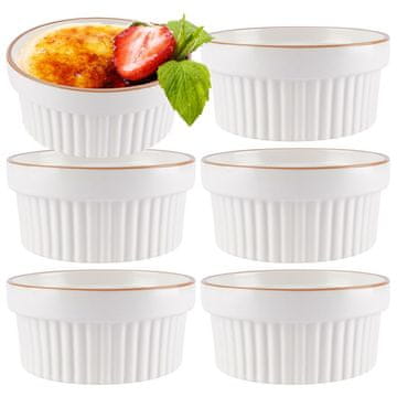 shumee Bele porcelanaste pekače, 6 kosov, 275 ml