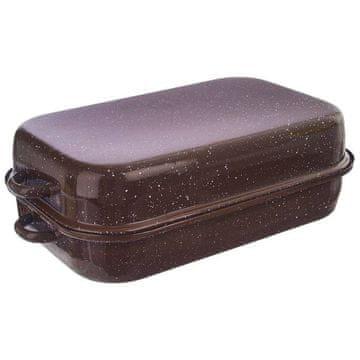 shumee Emajliran pekač s pokrovom, pravokoten, RJAV, 14 l, 46 x 27,5 cm