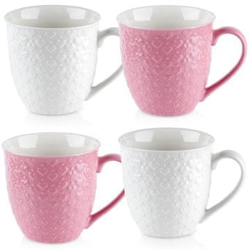 shumee Keramični vrček za pitje, roza bel, komplet 4 kosov, 580 ml