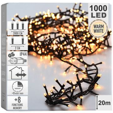 Artemis Lučke za božično drevo, notranje in zunanje, toplo bele, 1000 LED, 20 m