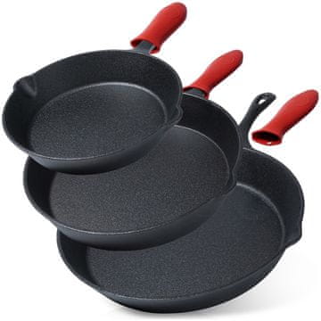 shumee Komplet litoželeznih ponv s silikonskim pokrovom CAST LINE 20 / 25 / 30 cm, 3 kosi.