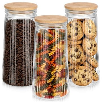 shumee Steklene posode za razsute izdelke s pokrovom in tesnilom 1,4 l 3 kosi.