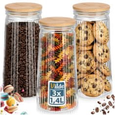 shumee Steklene posode za razsute izdelke s pokrovom in tesnilom 1,4 l 3 kosi.