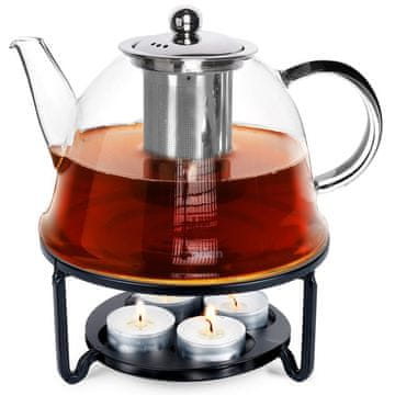 shumee Steklen čajnik z infuzerjem in grelnikom 1,65 l