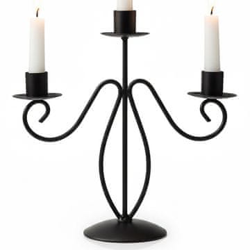 HOMESTYLING Svečnik črn, 3-kraki