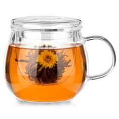 Artemis Skodelica s pokrovom za infuzer, steklena posoda za zeliščni čaj 400 ml