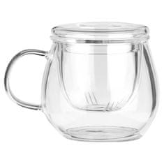 Artemis Skodelica s pokrovom za infuzer, steklena posoda za zeliščni čaj 400 ml