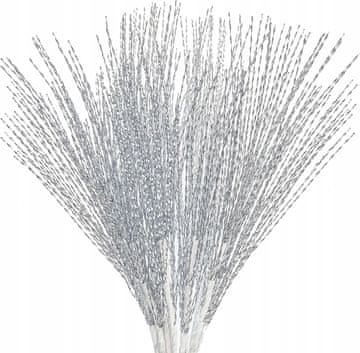 Nikcorp Srebrne umetne božične veje z bleščicami za dekoracijo, 67 cm, komplet 20 kosov, idealne za praznične aranžmaje in adventne vence