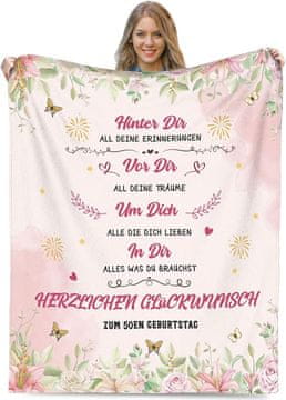 Nikcorp Odeja za 50. rojstni dan za ženske, mehka in topla odeja z napisi, darilo za abrahama, mikrovlaken, 130x150 cm