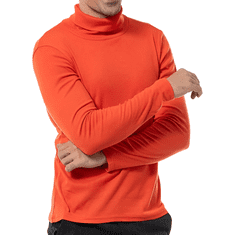 Nikcorp Moško termalno perilo majica z dolgimi rokavi, visok puli ovratnik, slim fit kroj, elastična in topla, oranžna, XXL