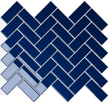 Nikcorp Samolepilne 3D nalepke za ploščice, motiv ribja kost, kraljevsko modre, za kuhinjo in kopalnico, 24 kosov, 30,5x30,5 cm