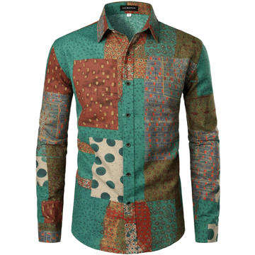 Nikcorp Moška lanena srajca v karirastem vzoru, slim fit kroj, rdeče-zelena barva, z dolgimi rokavi, elegantna in zračna, velikost S