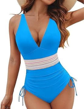 Nikcorp Enodelne kopalke za oblikovanje postave, svetlo modre, push-up nedrček, nastavljive naramnice, visok pas, velikost M