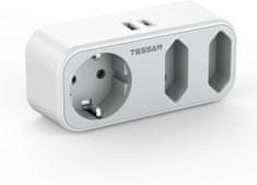 324C vtični razdelilec, 1x Schuko + 2x Euro vtičnici, 1x USB-A, 1x USB-C (TS-324-C)