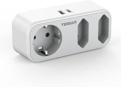 Tessan 324C vtični razdelilec, 1x Schuko + 2x Euro vtičnici, 1x USB-A, 1x USB-C (TS-324-C)