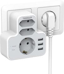 Tessan 327 vtični razdelilec, 1x Schuko + 2x Euro vtičnici, 3x USB-A (TS-327)