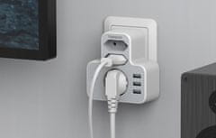 Tessan 327 vtični razdelilec, 1x Schuko + 2x Euro vtičnici, 3x USB-A (TS-327)