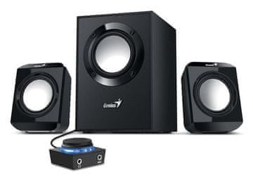 Genius SW-2.1 300 Ver. II, Zvočniki, 2.1, 10 W, nadzorni modul, 2 × 3,5 mm priključek, črna