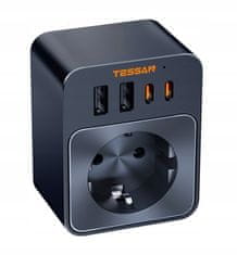 Tessan FW01DE00 vtični razdelilec, 1x vtičnica, 2x USB-A, 2x USB-C, 30W (TS-FW01DE00)