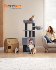 Songmics Praskalnik za mačke, 50x50x141 cm, siva