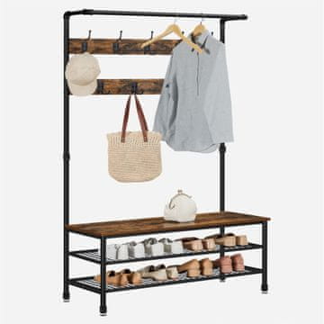 Songmics Stojalo za plašče, 97x41.5x182 cm, črna, rjava