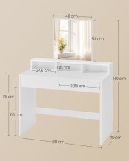 Songmics Toaletna mizica, 80x40x140 cm, bela