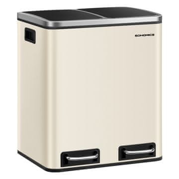 Songmics Kuhinjski koš, dvojni pedalni koš, 41,5x35,5x47,6 cm, bež in črna