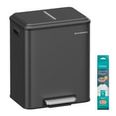 Songmics Koš za smeti 2-prekatni pedalni koš 417x332x494 cm črn