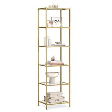 Songmics Knjižna omara 6-nadstropna ozka polična enota 40x30x1773 cm zlata