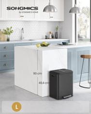 Songmics Koš za smeti 2-prekatni pedalni koš 417x332x494 cm črn