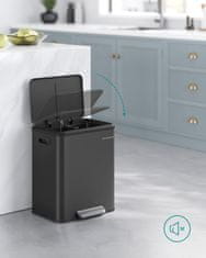 Songmics Koš za smeti 2-prekatni pedalni koš 417x332x494 cm črn