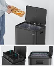 Songmics Koš za smeti 2-prekatni pedalni koš 417x332x494 cm črn